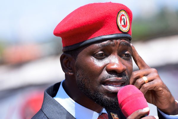 Bobi wine speaks to his supporters