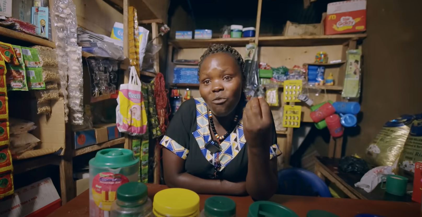 Ruth stands inside her shop a business she started from a donation by Mr Beast