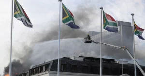 South African parliament on fire